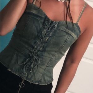 Vintage Havana lace up crop top